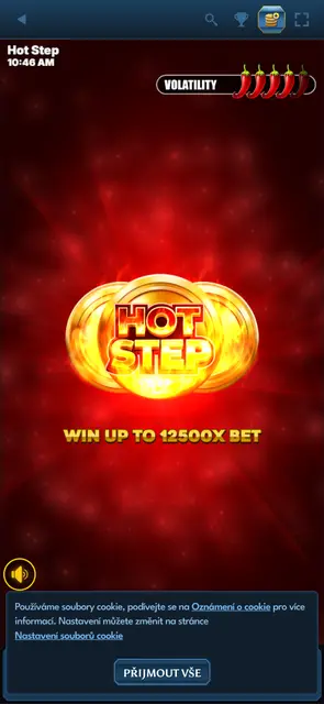 Úvodní obrazovka automatu Hot Step na webu Casea